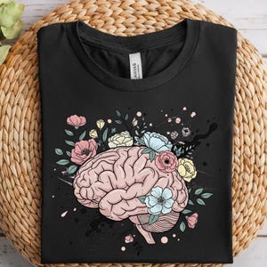 Floral Gehirn PNG: Sublimationsdesign für psychische Gesundheit (Digitaler Download