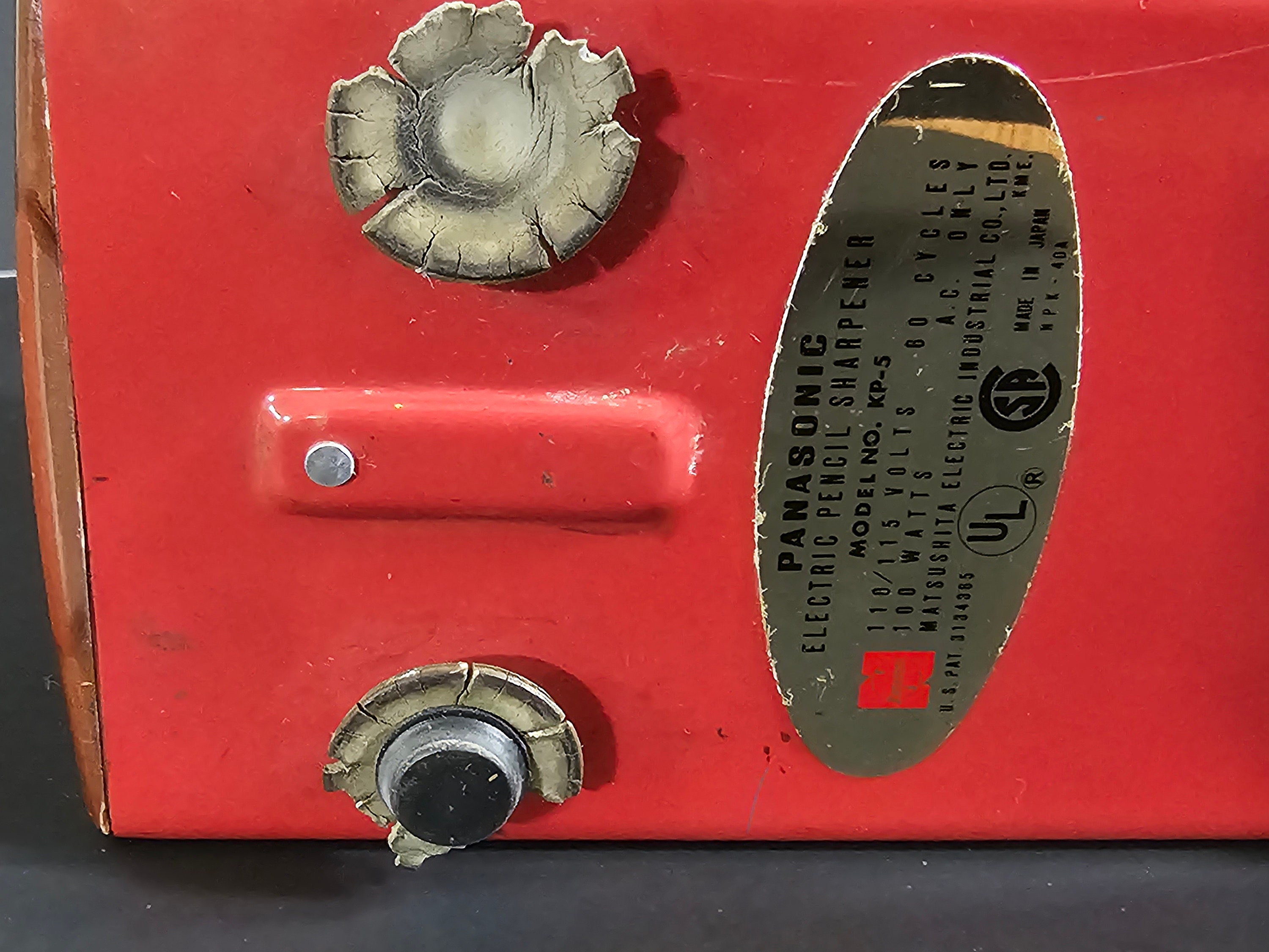 Vintage 1960s Panasonic Electric Pencil Sharpener, Red MCM Style