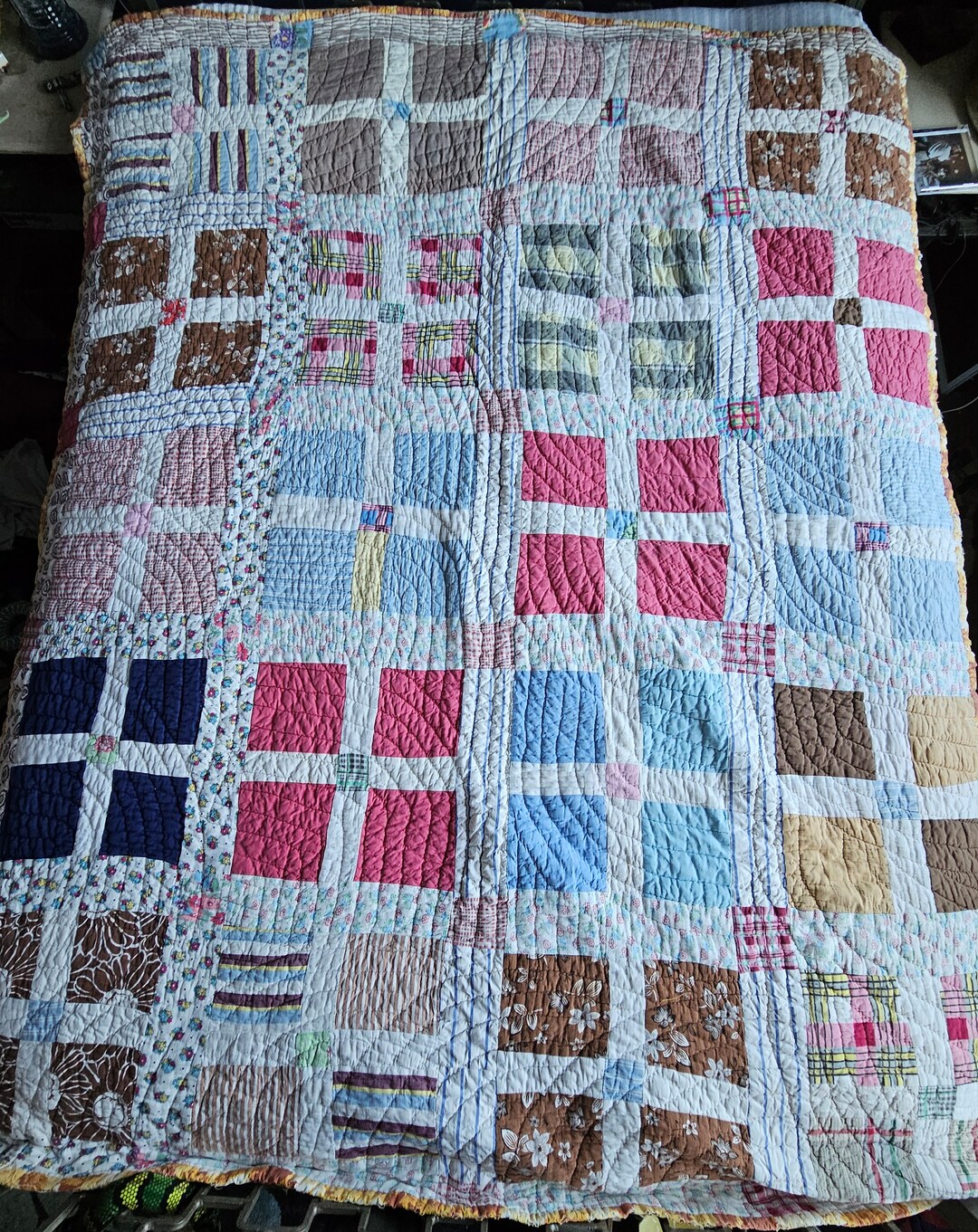 Vintage Patchwork Twin Quilt Etsy