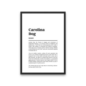 Carolina Dog, Carolina Dog Funny Definition Print, Digital Download, Carolina Dogs, American Dingo, Carolina Dog Mom, Carolina Dog Lover