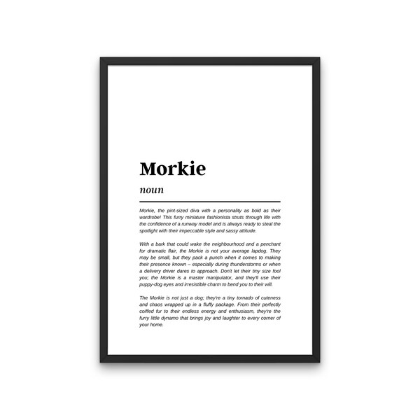Morkie, Morkie Funny Definition Print, Morkie Dog, Morkie Gift, Morkie Mom, Morkie Lover, Morkie Gifts, Morkie Owner