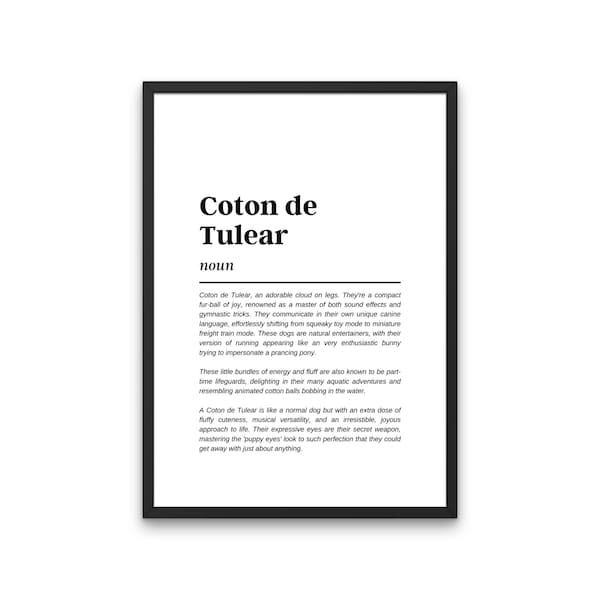 Coton de Tulear, Coton de Tulear Funny Definition Print, Digital Download, Coton de Tulear Dog, Coton de Tulear Mom, Coton de Tulear Dad