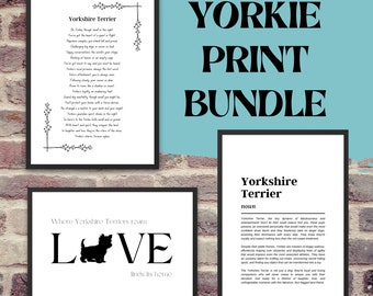 Yorkie, Yorkshire Terrier 3 Print Bundle, Yorkshire Terrier, Yorkshire Dog, Yorkie Gift, Yorkie Mom, Yorkie Gifts