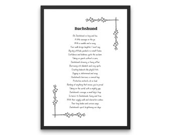 Dachshund, Dachshund Funny Poem Print, Dog Mom Gift, Gift for Dog Lovers, Dachshunds, Weiner Dog, Sausage Dog, Doxie, Dachshund Gift