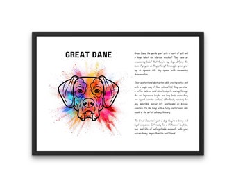 Great Dane, Great Dane Funny Definition Print, Great Dane Dog, Great Dane Mom, Great Dane Gift, Great Dane Lover, Great Dane Art, Dane