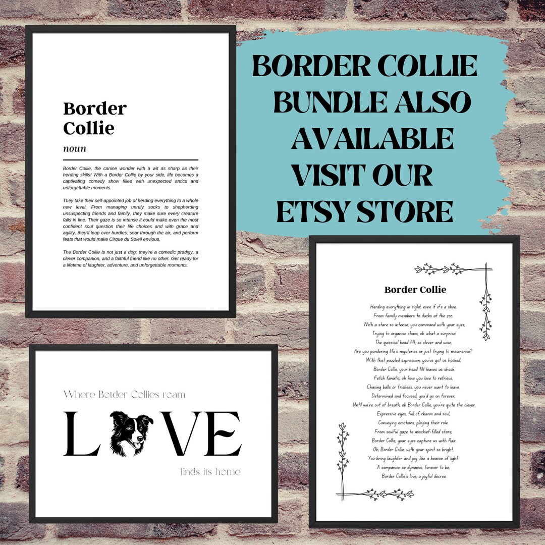 Border Collie, Border Collie Word Cloud Print, Collie, Border Collie ...