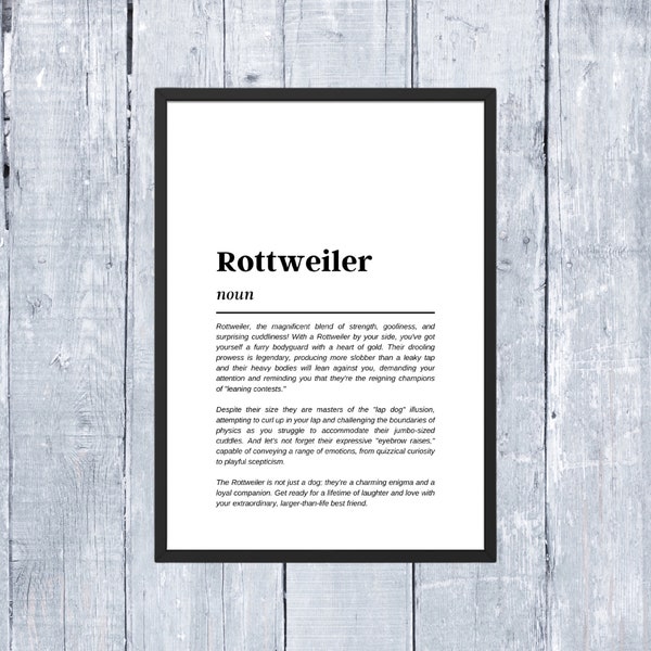 Rottweiler, Rottweiler Funny Definition Print, Digital Download, Rottweilers, Rottie, Rottweiler Gift, Rottweiler Dog, Rottweiler Mom