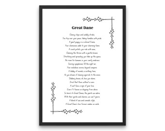 Great Dane, Great Dane Funny Poem Print, Great Dane Dog, Great Dane Mom, Great Dane Gift, Great Dane Lover, Great Dane Art, Dane