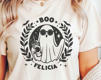 Duch Halloween Png, Boo Felicia Ghost Png Sublimacja Koszulka, Zabawna Koszulka Ghost Png, Upiorne Nietoperze Halloween natychmiastowe cyfrowe Pobieranie
