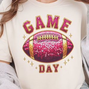 Spieltag Png, Pailletten Fußball Png, Fußballsaison Glitzer Sublimations-Shirt, American Football T-Shirt Png, Sport-Shirt Png digital