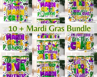 10 + Mardi Gras Inflated Bundle For 20oz Skinny Tumbler, Carnival Tumbler Design Bundle, Louisiana Tumbler Png, New Orleans Party Tumbler