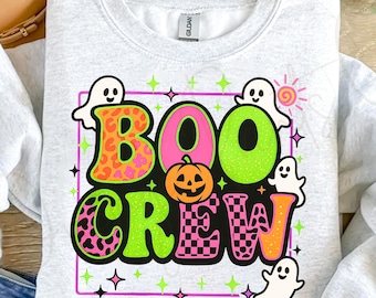Boo Crew Png, Cute Halloween Ghosts Png Sublimation Shirt, Halloween Pumpkins Bats Shirt png, Cute Pumpkins Ghost png, Girly Halloween Png