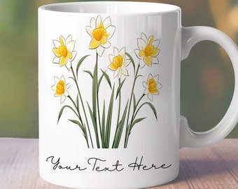 Birth Flower Mug Wrap, 11oz 12oz 15oz Mug Wrap, Minimalist Flower Straight Mug, December Floral Straight Mug Sublimation, Narcissus Mug Wrap