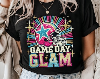 Game Day Glam Png, FootBall Season Sublimation Shirt, American FootBall Glitter T Shirt Png, Sport Glitter Shirt png Digital Download 7