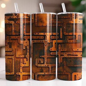 Rustic Metal 20oz Tumbler Sublimation Wrap, Iron Rust Straight and Tapered Tumbler Design, High Resolution PNG, Instant Download, 300 DPI