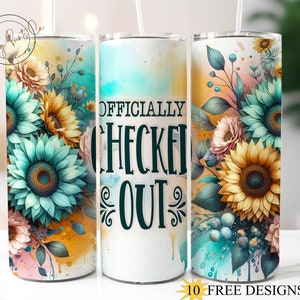 Oficjalnie sprawdzone 20oz Skinny Floral Tumbler Wrap, zabawny projekt cytatu współpracownika, kubek dla dorosłych z humorem PNG, sarkazm png, pobieranie cyfrowe