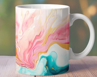 Envoltura de taza de mármol rosa, envoltura de taza de 11 oz 12 oz 15 oz, taza recta con patrón de mármol, sublimación de taza recta de mármol azul, mármol png 234
