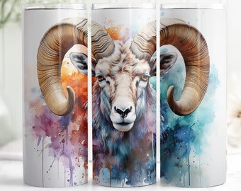 Colorful Sheep 20oz Tumbler Sublimation Wrap, Watercolor Straight and Tapered Tumbler, High Resolution PNG, Instant Download,300DPI
