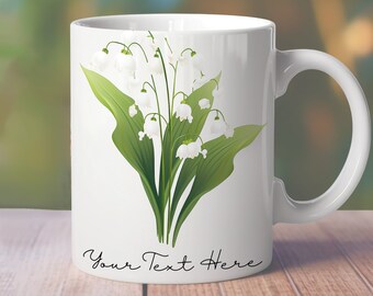 Birth Flower Mug Wrap, 11oz 12oz 15oz Mug Wrap, Minimalist Flower Straight Mug, May Floral Straight Mug Sublimation, Lilly Valley Mug Wrap
