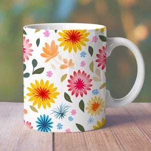 Colorful Flowers Mug Wrap, 11oz 12oz 15oz Seamless Mug Wrap, Floral Straight Mug, Wild Flowers Straight Mug Sublimation Design, Mug png 23