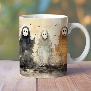 Vintage Halloween Ghost mok wrap, 11oz Halloween mok ontwerp, 15oz schattige Ghost mok, Halloween mok, 15oz Spooky Vibes mok sublimatie ontwerp