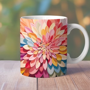 Colorful Flowers Mug Wrap, 11oz Floral Mug Design, 15oz Floral Pattern Mug, Flowers Mug Png, 15oz Mug Sublimation Design, Flowers Pattern