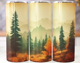 Rustic Pine Tree 3 20oz Tumbler Sublimation Wrap, Vintage Mountain Straight and Tapered Tumbler, High Resolution PNG,Instant Download,300DPI