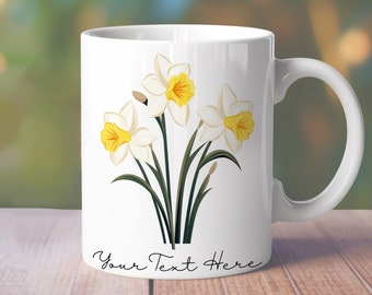 Birth Flower Mug Wrap, 11oz 12oz 15oz Mug Wrap, Minimalist Flower Straight Mug, March Floral Straight Mug Sublimation, Daffodil Mug Wrap
