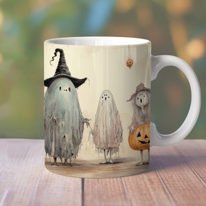Vintage Halloween-spookmokomslag, 11oz Halloween-mokontwerp, 15oz schattig spookmok, Halloween-mok, 15oz Spooky Vibes-mok sublimatieontwerp 23