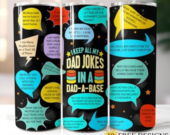 Dad Jokes 20oz Skinny Tumbler Wrap, Father Tumbler Gift, Funny Dad Quotes 20 oz PNG, Dada Tumbler Wrap, Instant Digital Download, Papa Png