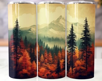 Rustic Pine Tree 4 20oz Tumbler Sublimation Wrap, Vintage Mountain Straight and Tapered Tumbler, High Resolution PNG,Instant Download,300DPI
