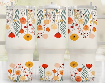Boho Cute Flowers 40oz Quencher Sublimatie Wrap, Boho Floral Tumbler Png, Stanley Floral Tumbler Png, 40 oz Stanley Floral, Digitale Png