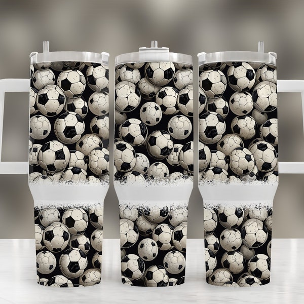 Vintage Retro Soccer Balls 40oz Quencher Sublimation Wrap, Soccer Stanley Tumbler Wrap, FootBall Mom Stanley PNG, Sports Stanley Cup Wrap