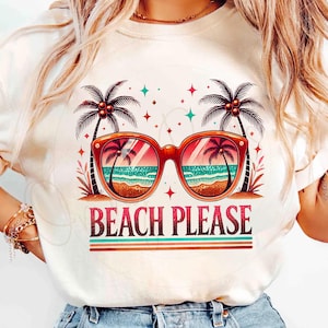 Beach Please Glitter Summer Sunglasses PNG, Retro Beach Palm Trees Png, Vintage Summer Vacation Png, Ocean Lover Sandy Beach Png, Sunset Png