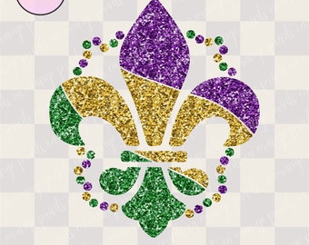 Glitter Mardi Gras Fleur De lis PNG, Faux Sequin Boujee Png, Sparkly Mardi Gras Png, New Orleans Party PNG, Louisiana png, Digital Download