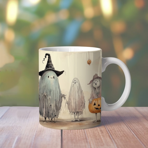 Vintage Halloween Ghost Mug Wrap, 11oz Halloween Mug Design, 15oz Cute Ghost Mug, Halloween Mug, 15oz Spooky Vibes Mug Sublimation Design 23