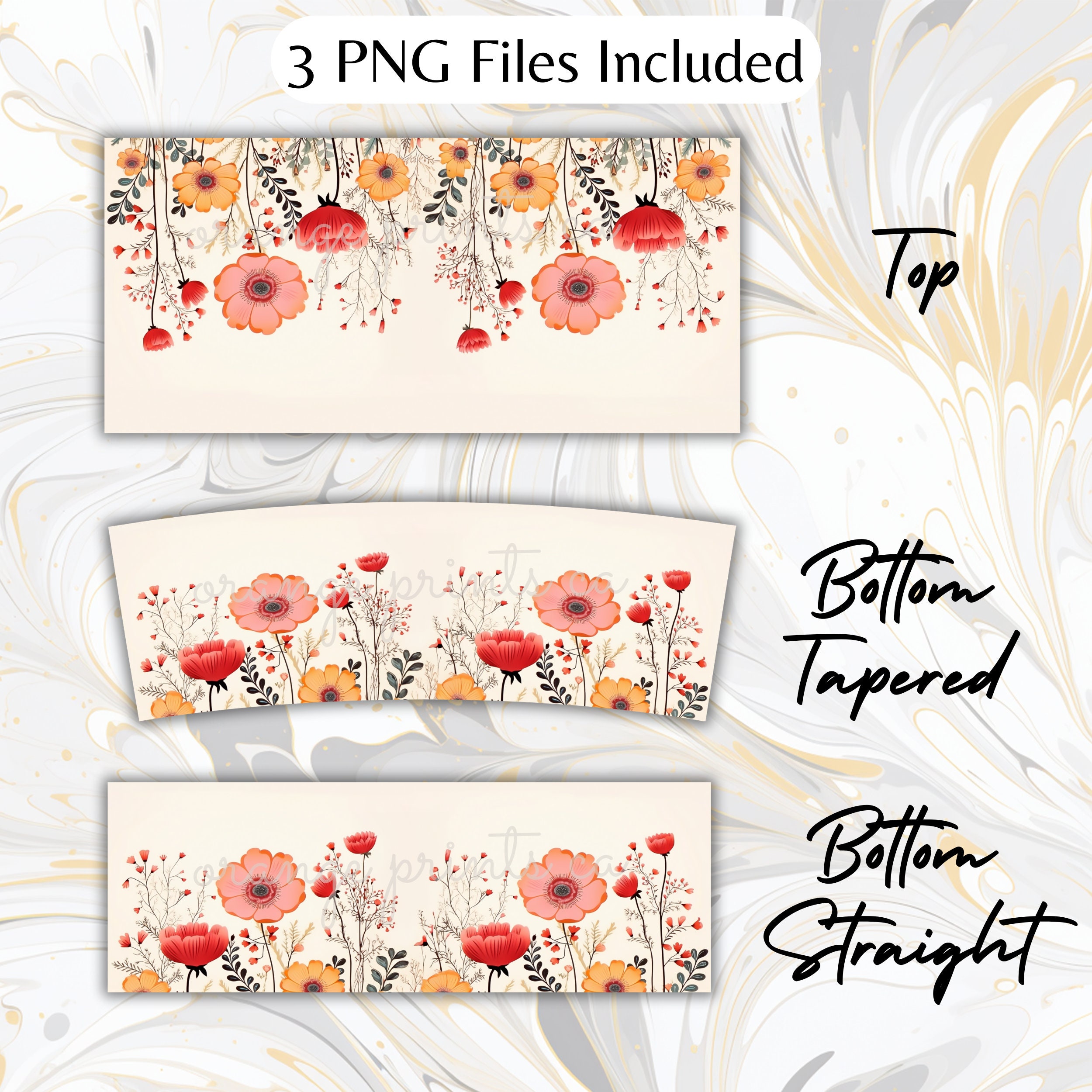 Boho Flowers 40oz Quencher Sublimation Wrap, Cute Floral Tumbler Png ...