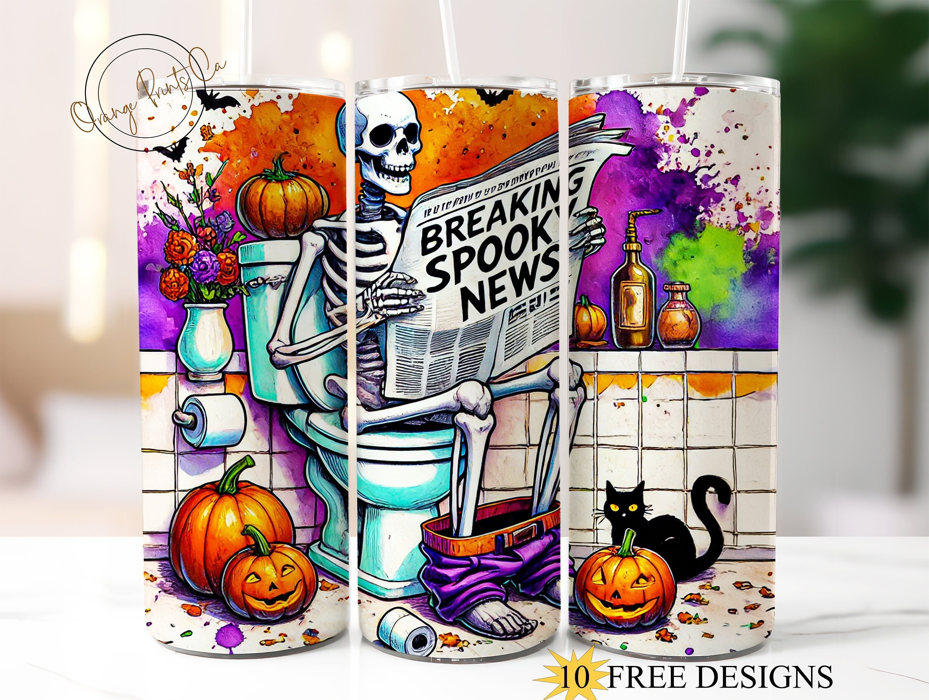 不気味なニュース速報 20オンス スキニー ハロウィン タンブラー