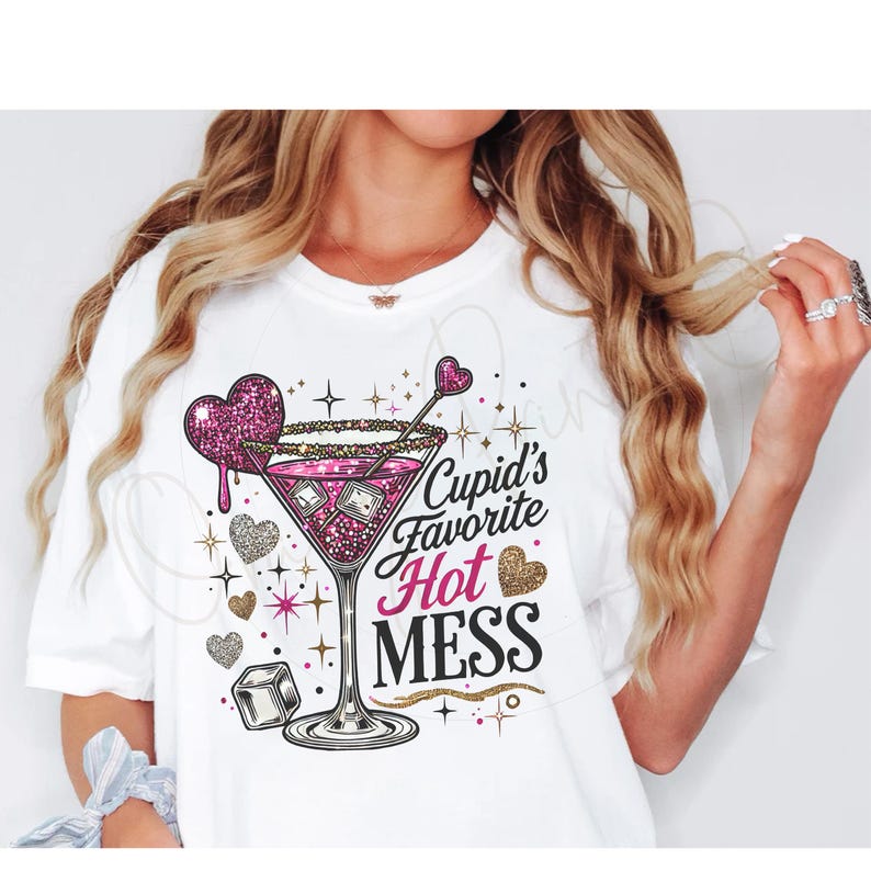 Cupid’s Hot Mess PNG, Glitter Valentine Martini Png, Valentine Drink T Shirt Png, Alcohol Valentine png, Glitter Heart png Digital Download1