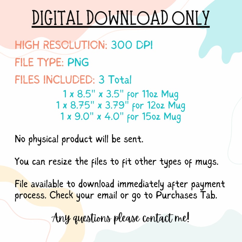 Op de afbeelding: Alleen digitale download. Hoge resolutie PNG-bestanden voor 3 mokformaten: 8,5 x 3,5 inch voor 11oz, 8,75 x 3,79 inch voor 12oz en 9 x 4 inch voor 15oz. Er wordt geen fysiek product verzonden.