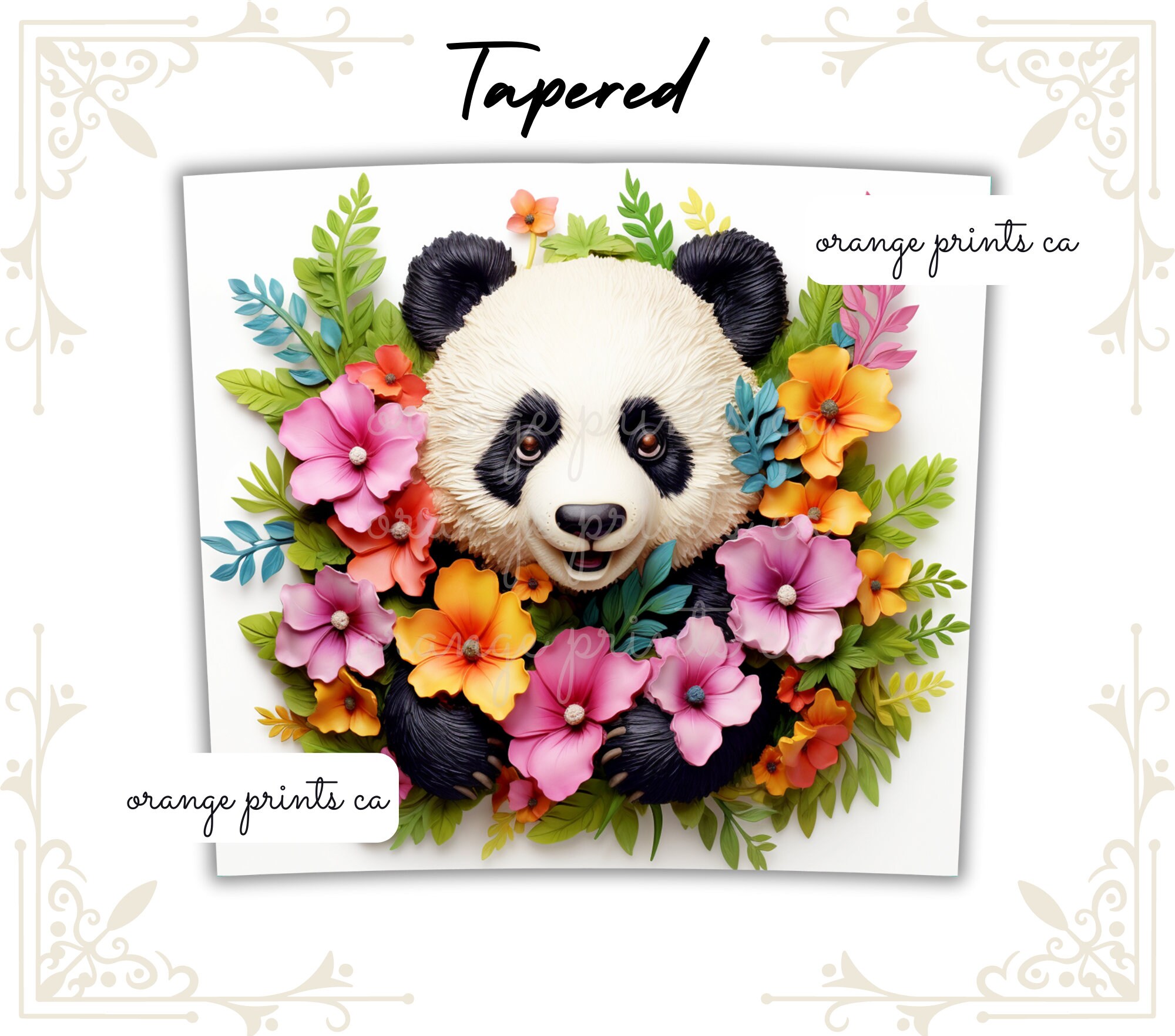 3D Cute Panda 20oz Skinny Tumbler Wrap Bear Sublimation Design Panda ...