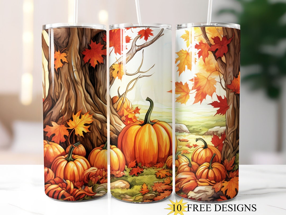 Pumpkin 20oz Skinny Tumbler Wrap, Fall Sublimation Design, Halloween ...