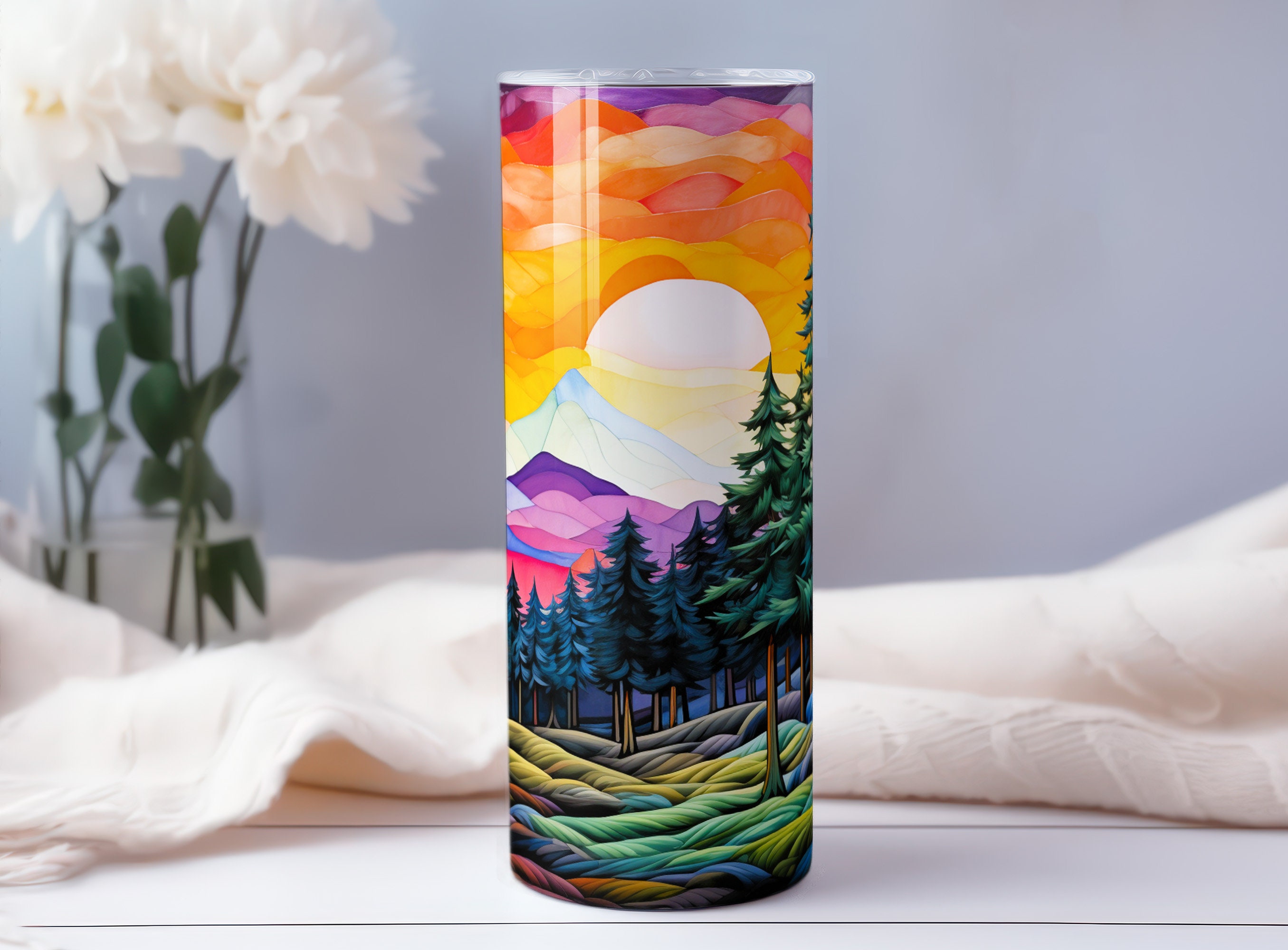 Vintage Pine Tree 20oz Skinny Tumbler Wrap Nature Sublimation - Etsy