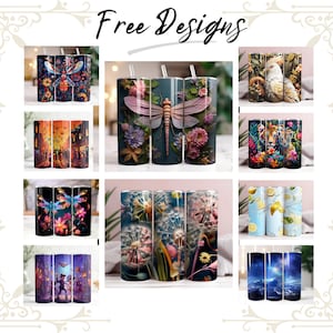 Pu&ograve; includere: Una collezione di 10 diversi design per bicchieri in acciaio inossidabile da 20 oz. I design includono una libellula, una tigre, un limone, un dente di leone, un cielo notturno, una farfalla, un pappagallo, un paesaggio urbano e una scena di fate fantasiosa.