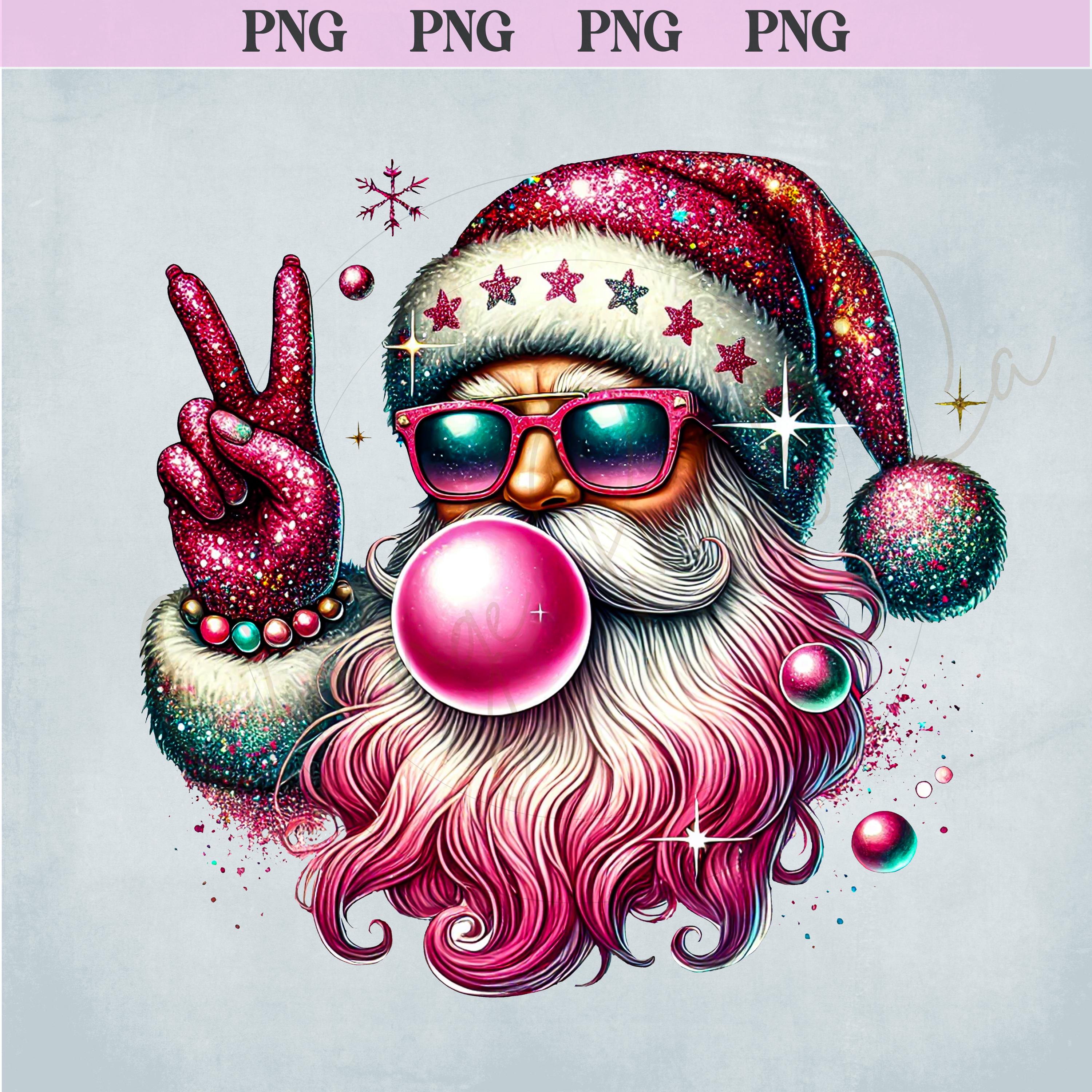 キラキラサンタバブルガムPNG、キラキラクリスマスpng、面白いサンタ