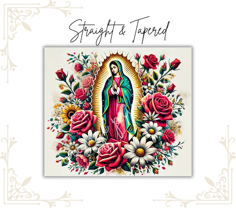 La Virgen de Guadalupe 20oz Tumbler Christmas Wrap, Virgen de Mexico sublimation, Roses Tumbler, Virgin mary Tumbler digital download