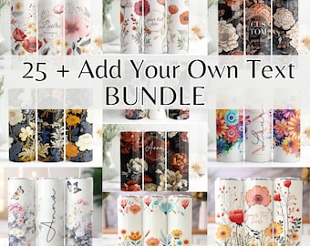 25 + Add Your Own Text Bundle For 20oz Skinny Tumbler, Custom Text Tumbler Design Bundle,Personalized Tumbler Bundle, Personal Name Bundle