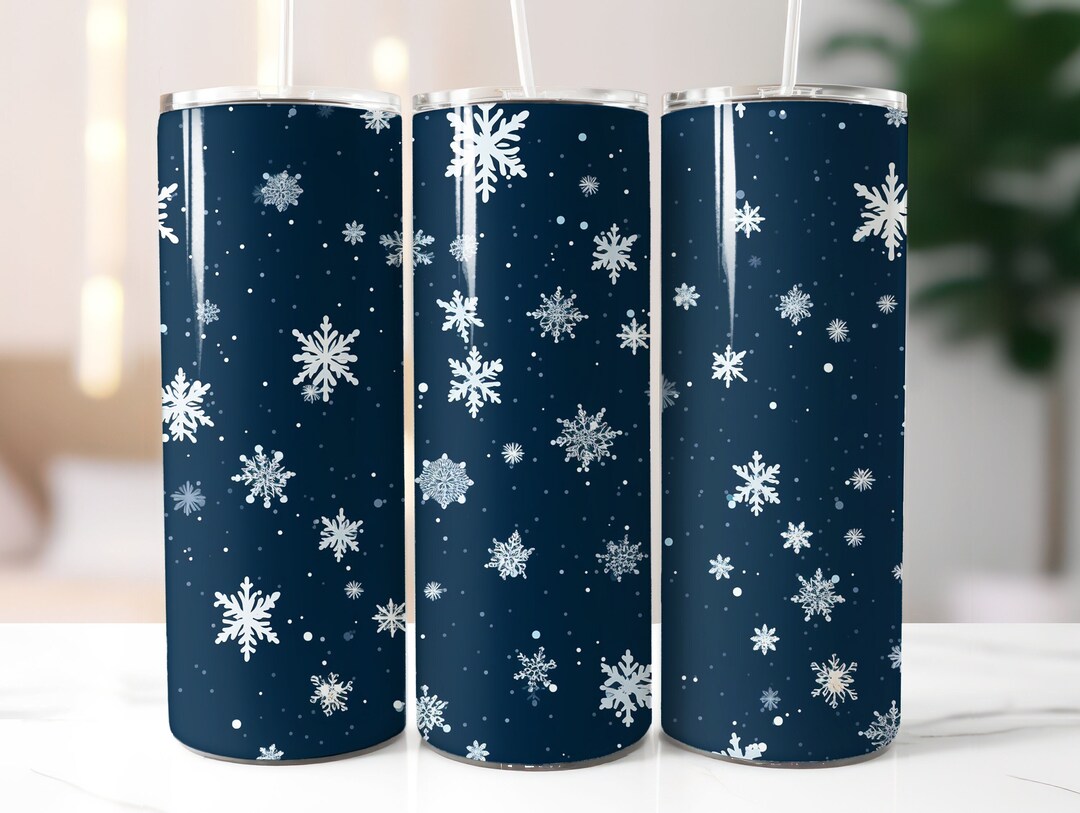 Winter Snow Fall 20 Oz Skinny Tumbler Sublimation Wrap Seamless ...