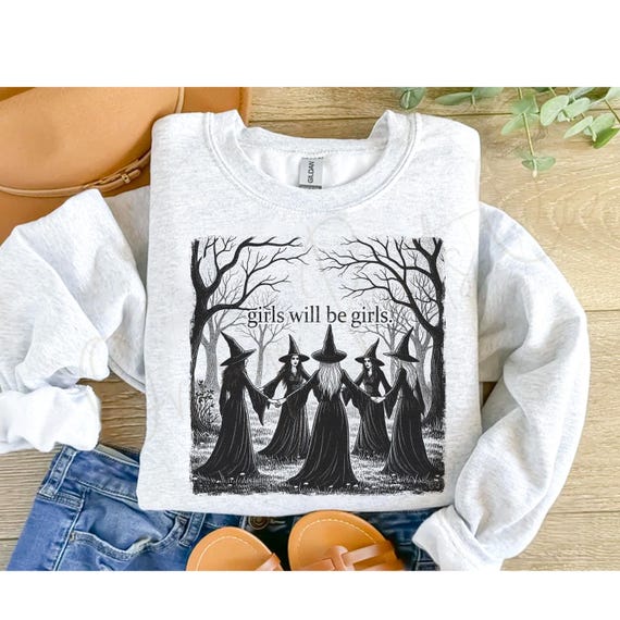 Girls will be girls png, Funny Witches Png, Vintage Witchy girls png, Vintage Halloween Women Shirt png, Witchy Vibes png, Vintage Halloween