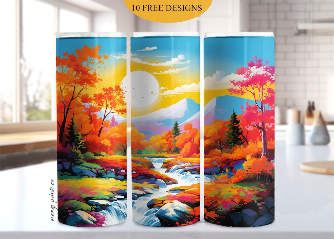 Fall Trees 20oz Skinny Tumbler Wrap Nature Sublimation Design PNG ...
